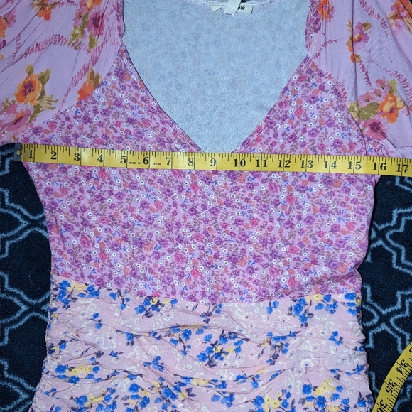 Pink Ripple Floral Ruffled Dress M - Picture 6 of 10